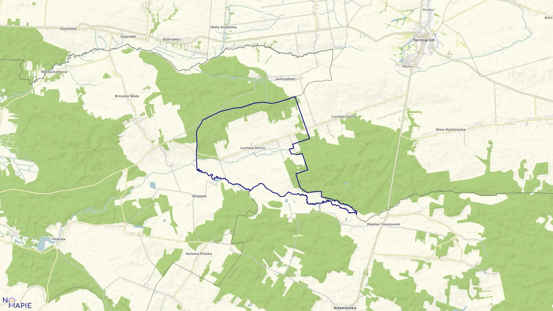 Mapa obrębu LUCHÓW DOLNY w gminie Tarnogród