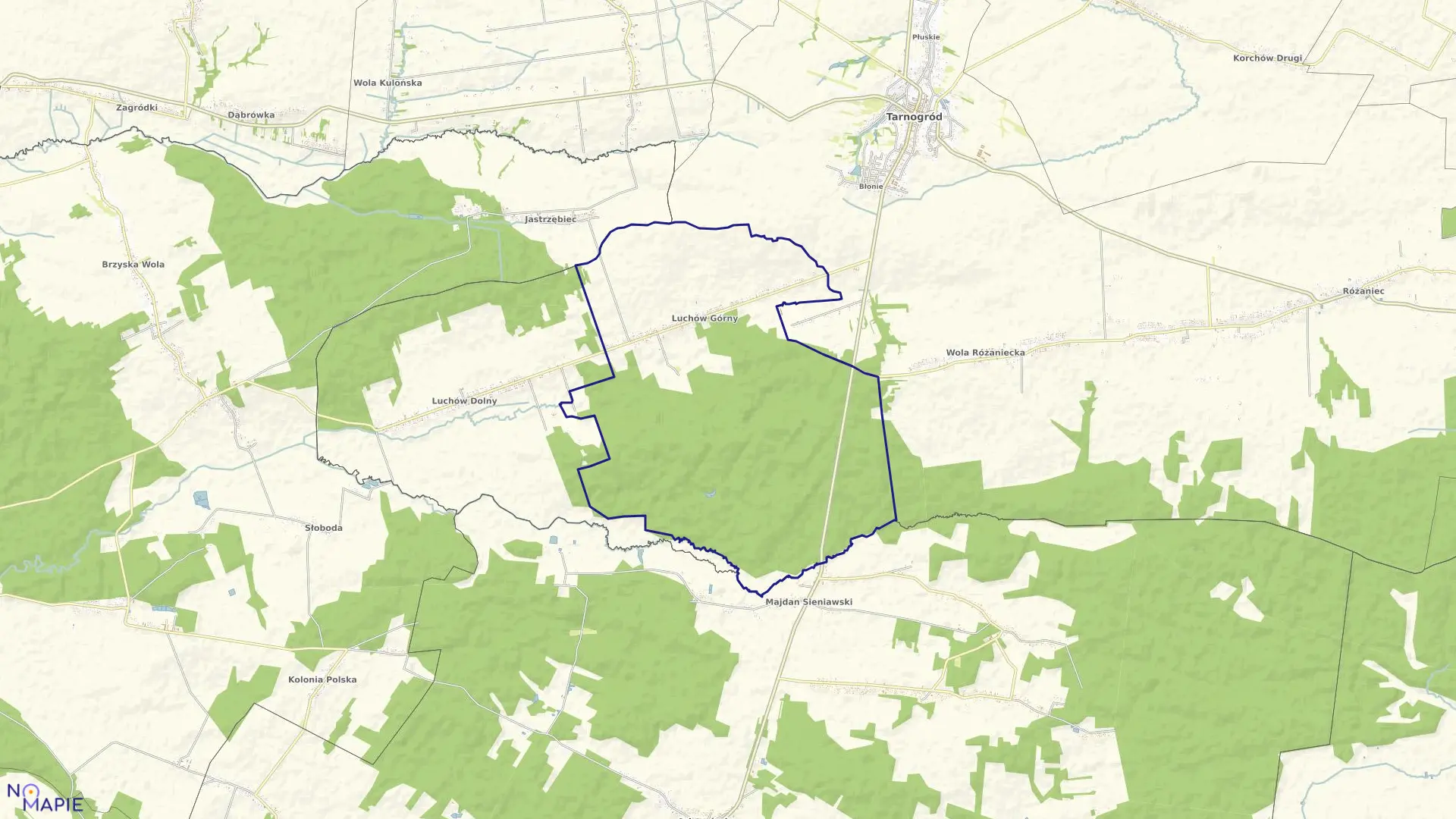 Mapa obrębu LUCHÓW GÓRNY w gminie Tarnogród