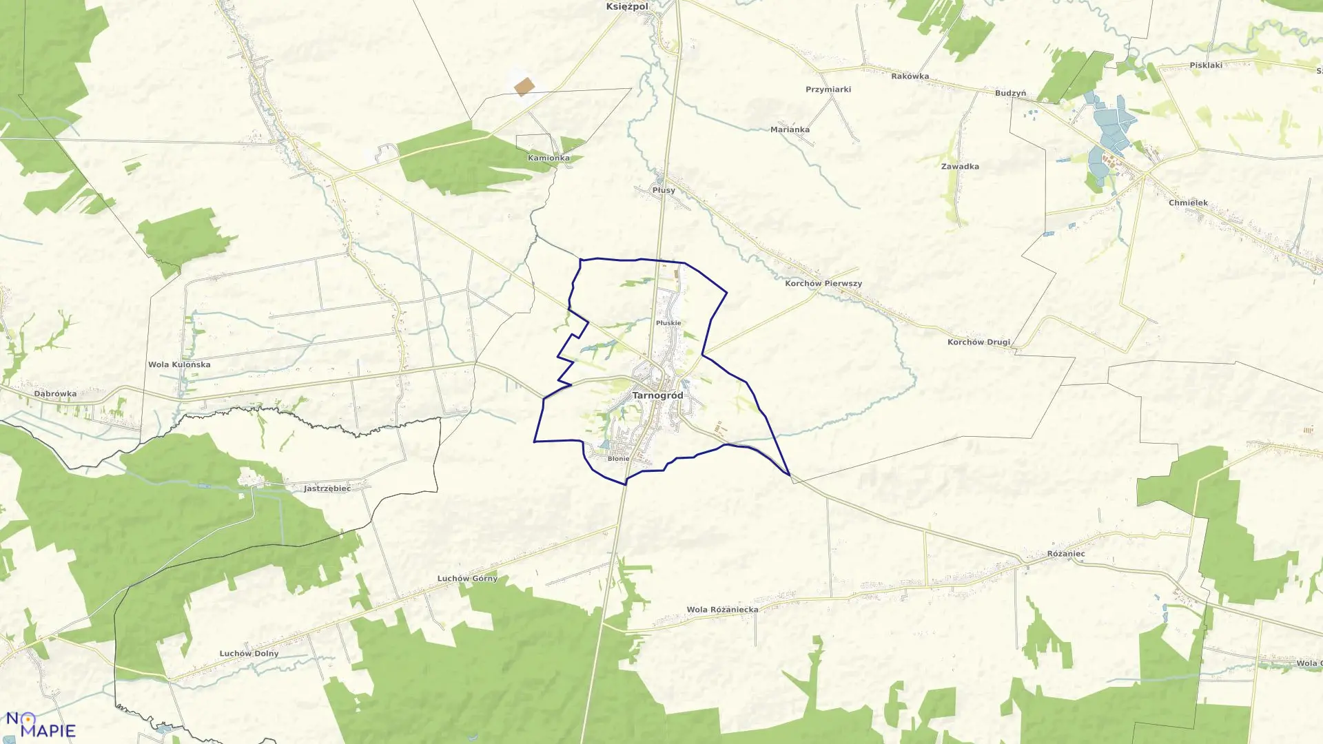 Mapa obrębu TARNOGRÓD w gminie Tarnogród