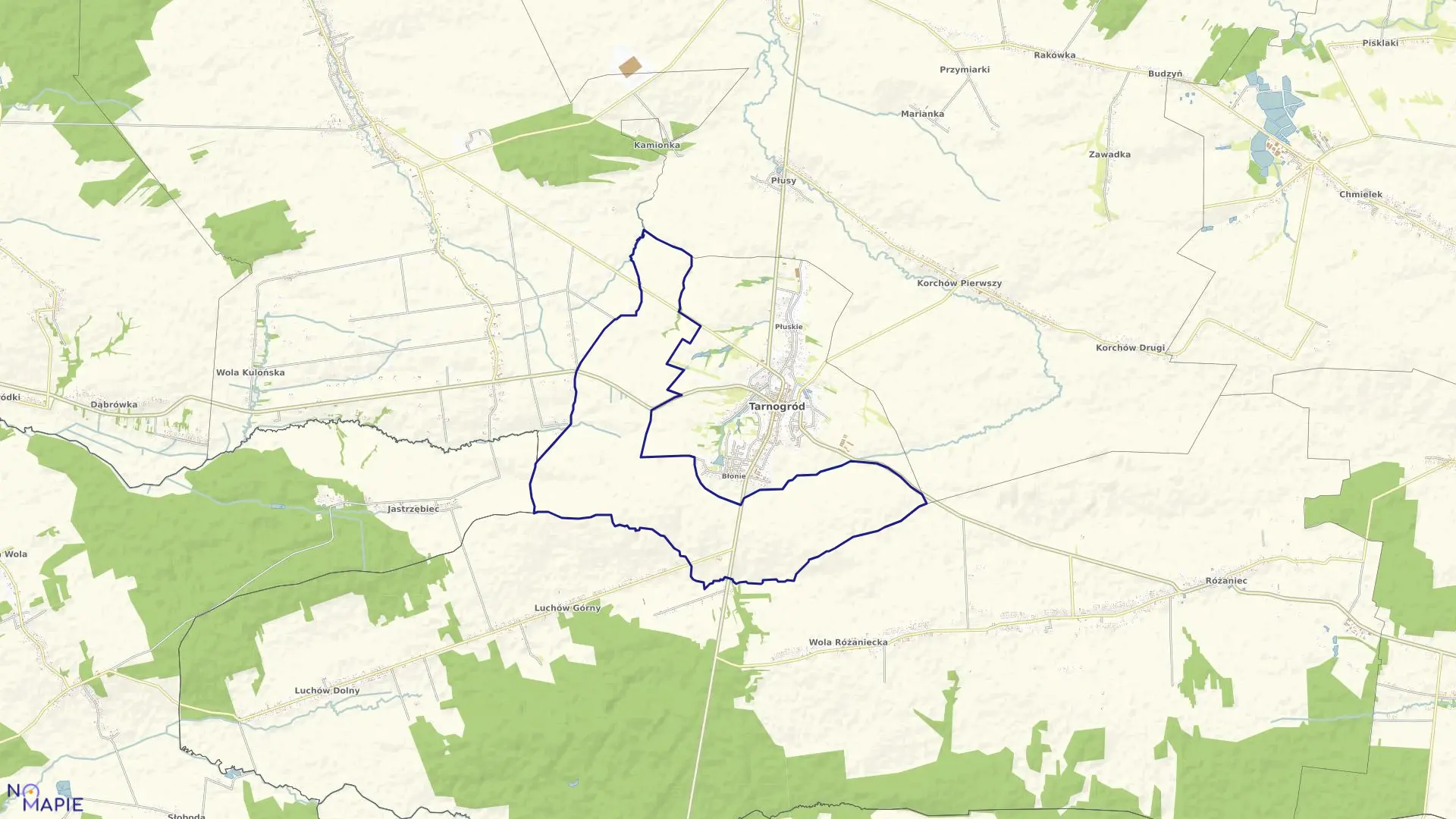Mapa obrębu TARNOGRÓD - WIEŚ w gminie Tarnogród
